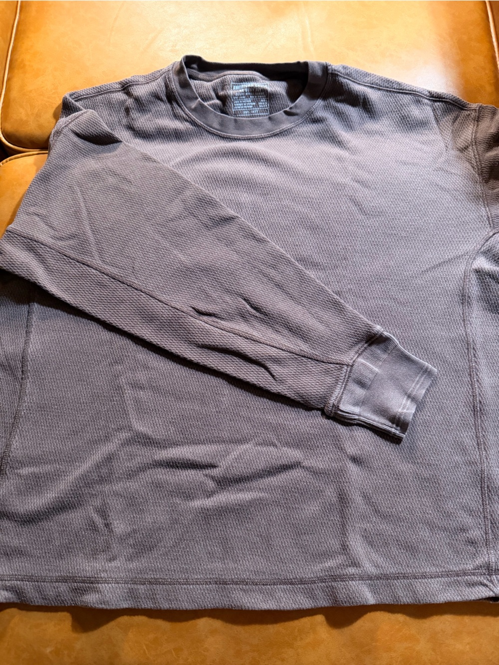 American Eagle Men's Long Sleeve Thermal Shirt - Intentionally Faded Brown